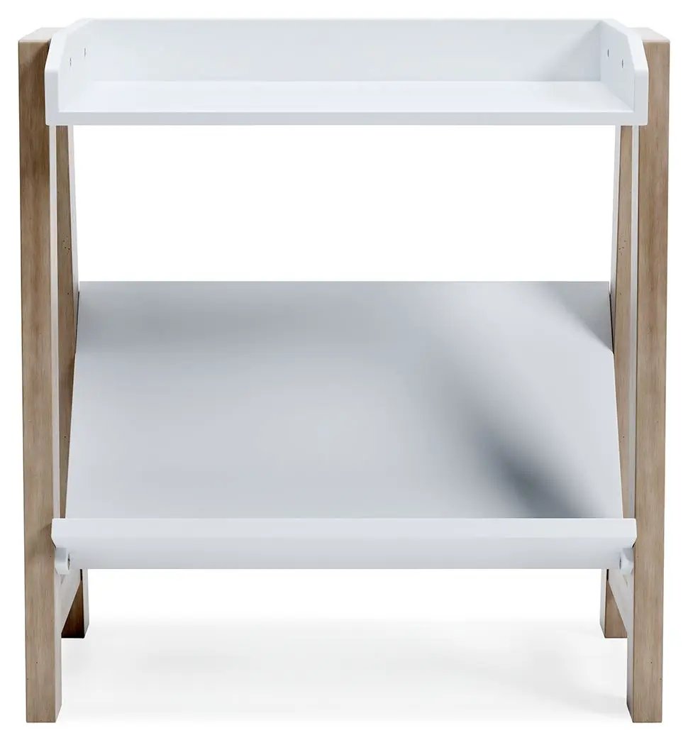 Blariden Small Bookcase | White And Tan | Wood And Engineered Wood | 28.5 Inch Height