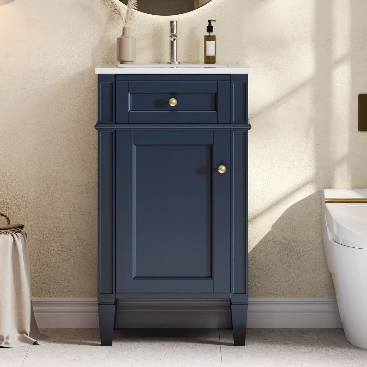 French Style Bathroom Vanity | Rectangular Design | Soft-Closing Door | Adjustable Shelf
