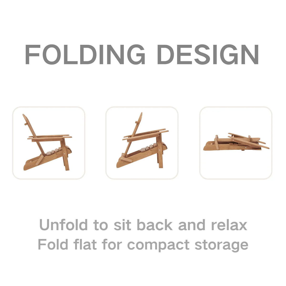 Oversize Folding Adirondack Chair | Premium Hemlock Wood | Pre-Assembled Parts | Patio And Garden