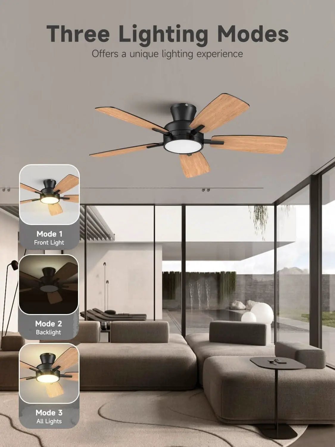 46 Inch Black Ceiling Fan With Remote Dimmable Light 3CCT from PriceLows™