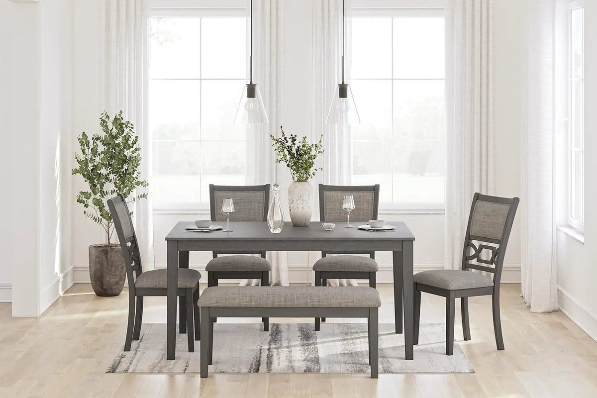 Wrenning Dining Room Table Set (Set of 6) | 36.38 x 60.38 x 30.13 in | Solid Wood & Rubberwood | Gray