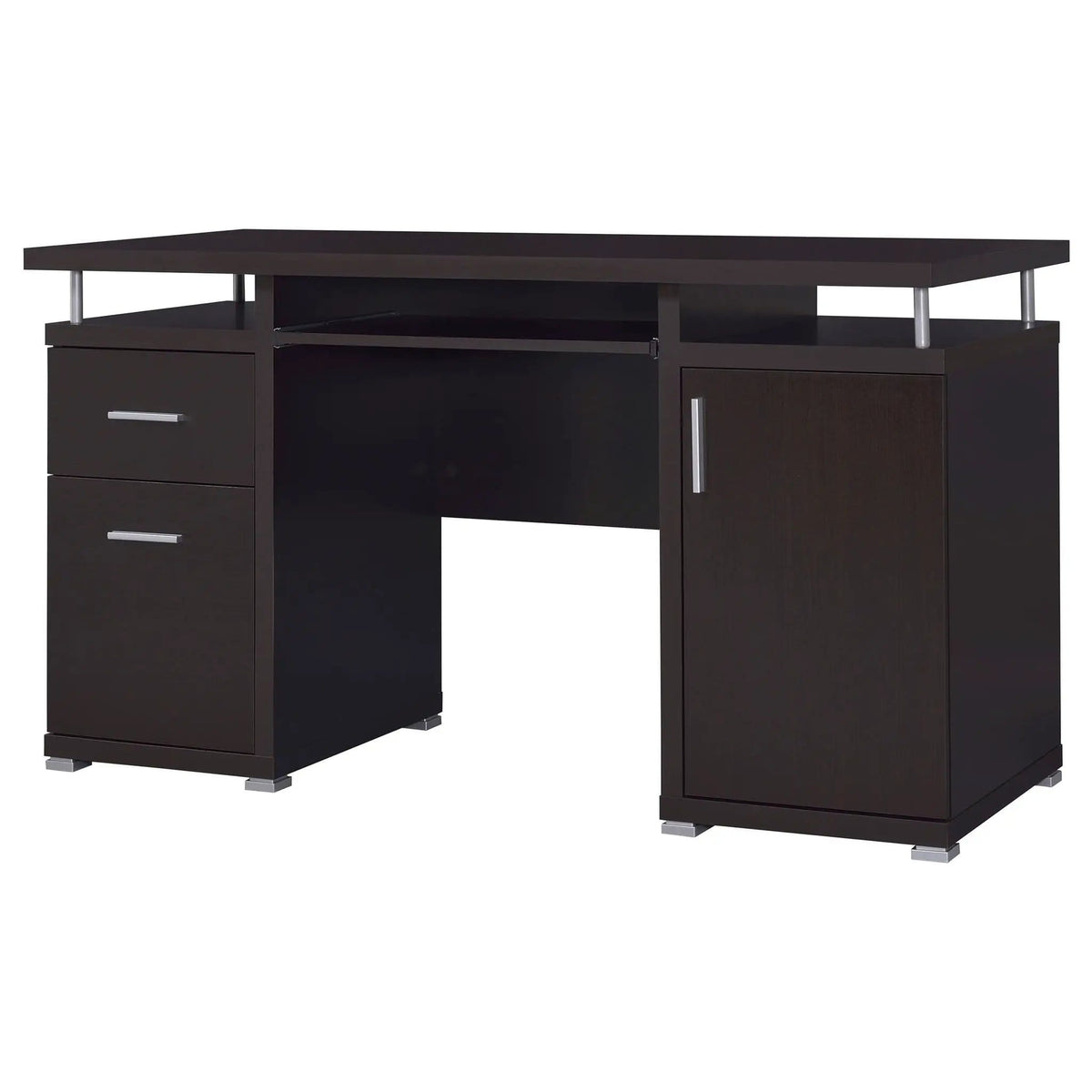 Tracy 55-inch 2-drawer Office Computer Desk | 55 x 23.5 x 29.5 in | Engineered Wood & Veneer | Cappuccino