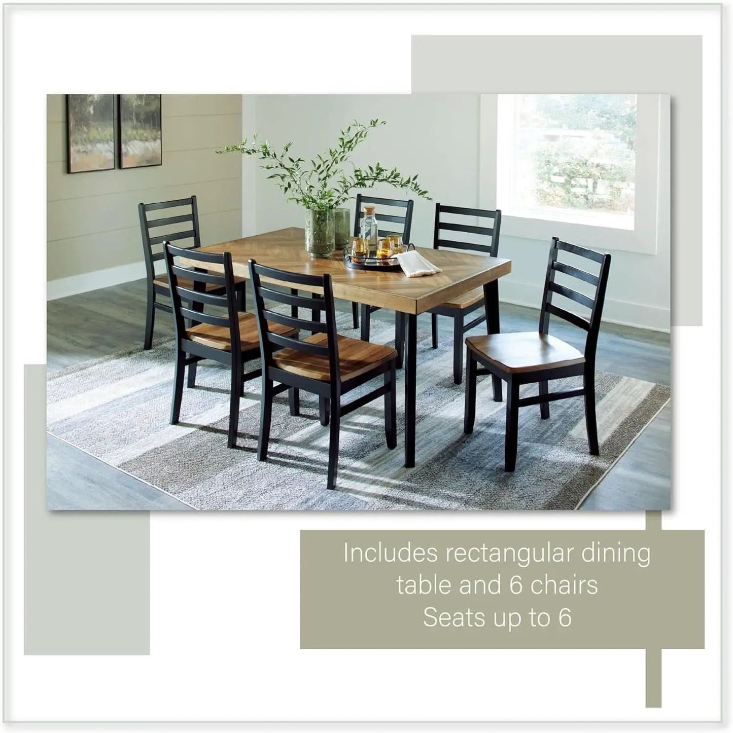 Blondon 60 Inch Solid Wood Dining Set Brown Finish Durable Construction from PriceLows™