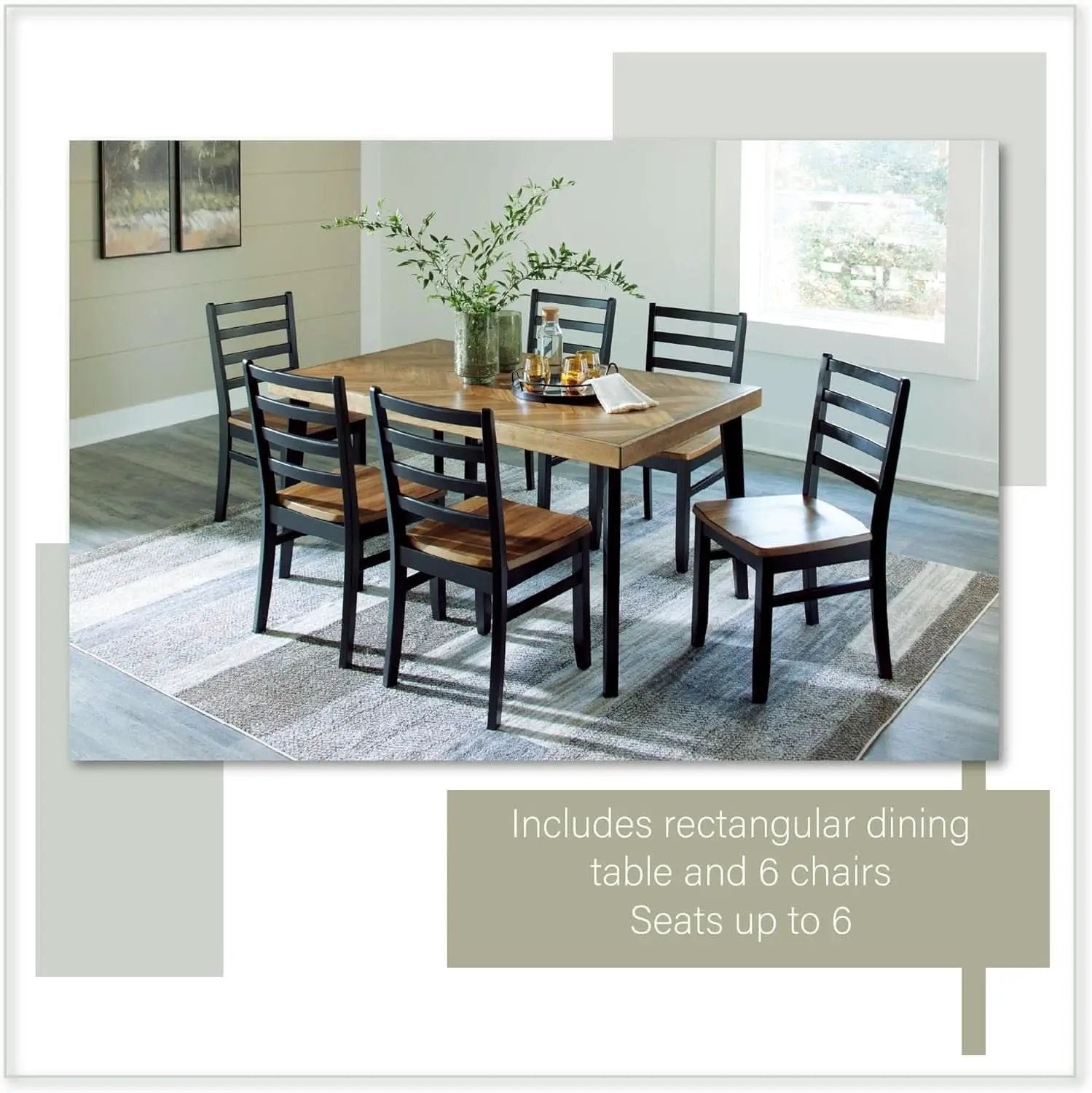 Blondon 60 Inch Solid Wood Dining Set Brown Finish Durable Construction from PriceLows™