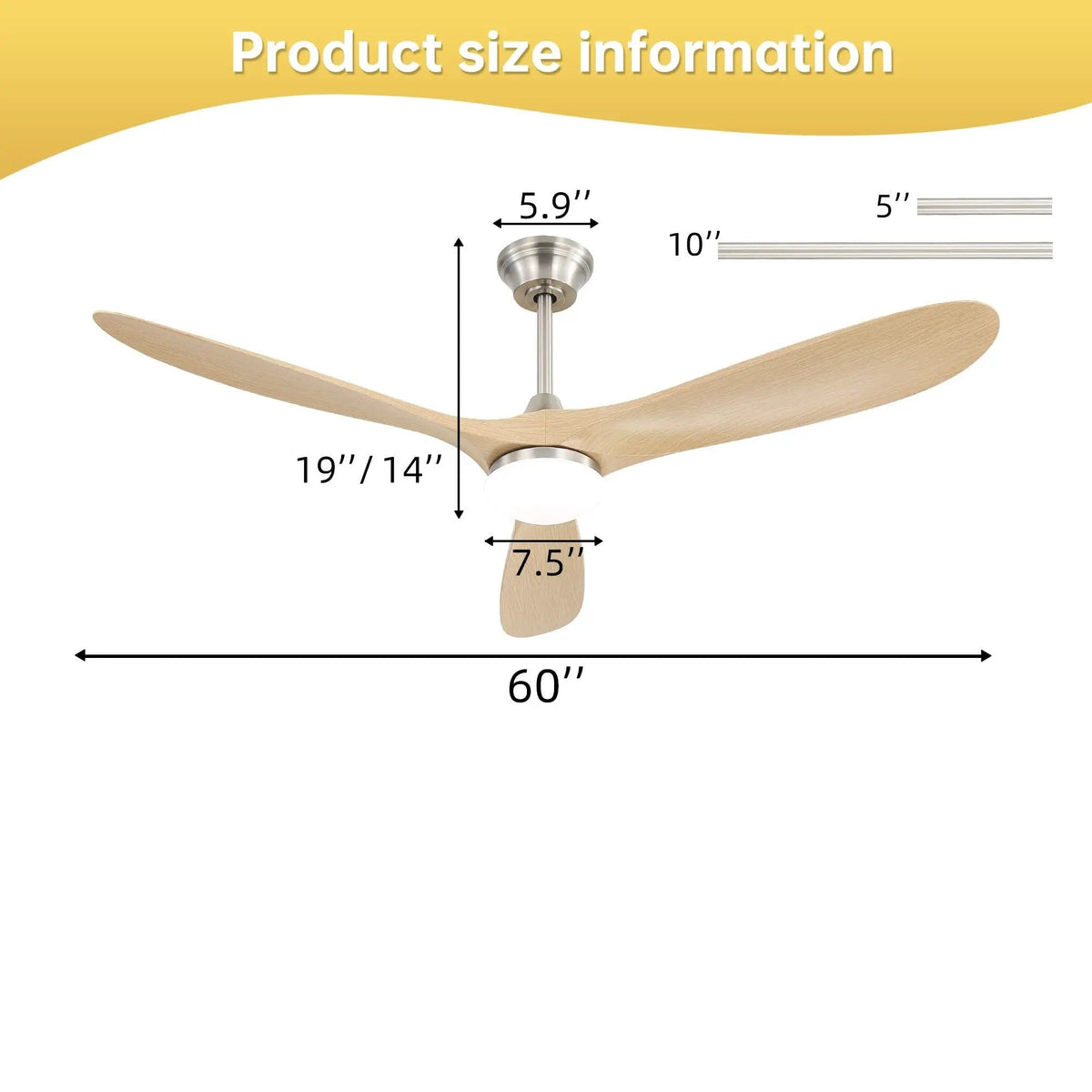 Smart Ceiling Fan | 60 Inch Span | Alexa Voice Control | Reversible DC Motor