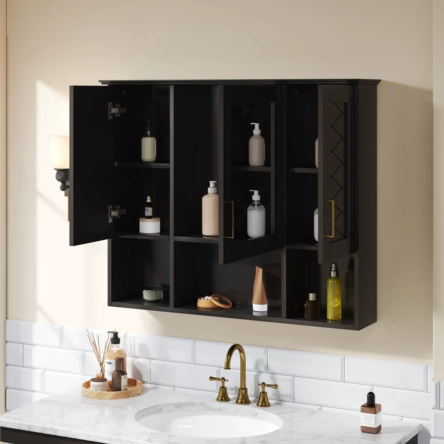 Modern Wall Mounted Medicine Cabinet With Adjustable Shelves, Soft Close Doors, High Define Mirror from PriceLows™