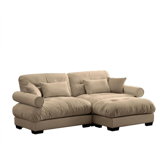 Modern Sectional Sofa | With Ottoman | Deep Seat Cushions | Throw Pillows