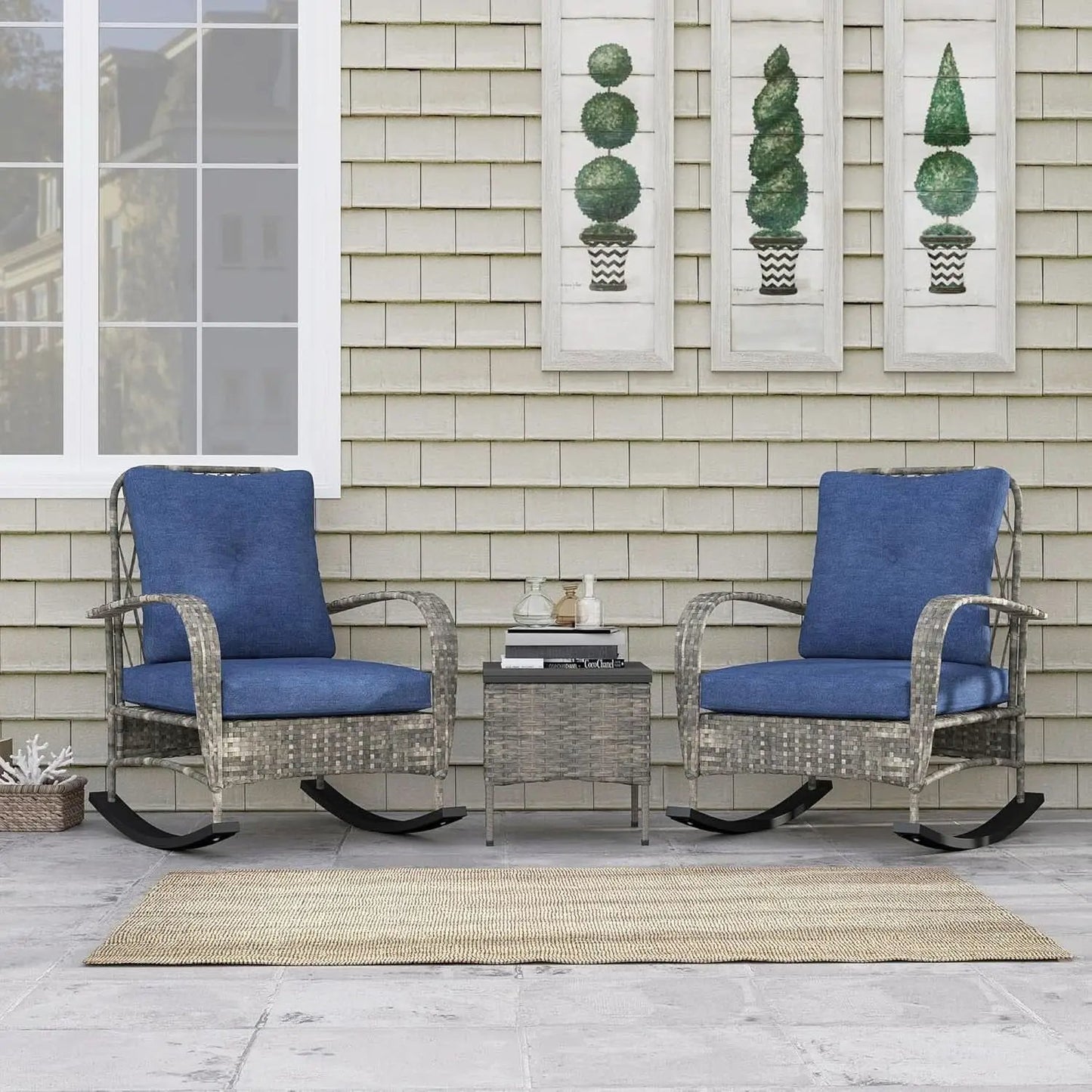 Stylish Three Piece Wicker Patio Furniture Set from PriceLows™
