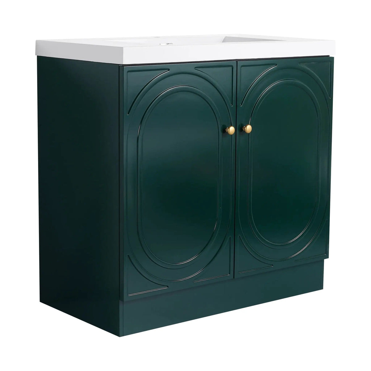 Contemporary Freestanding Bathroom Vanity With Resin Sink & Soft-Close Cabinet Doors | 7 Pieces | Stainless Steel & Plywood | Bathroom
