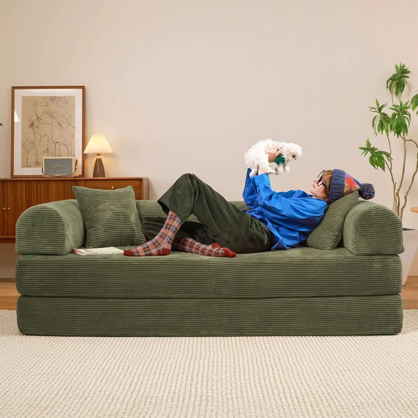 Seventy NineIn Convertible Sleeper Sofa Light Green from PriceLows™