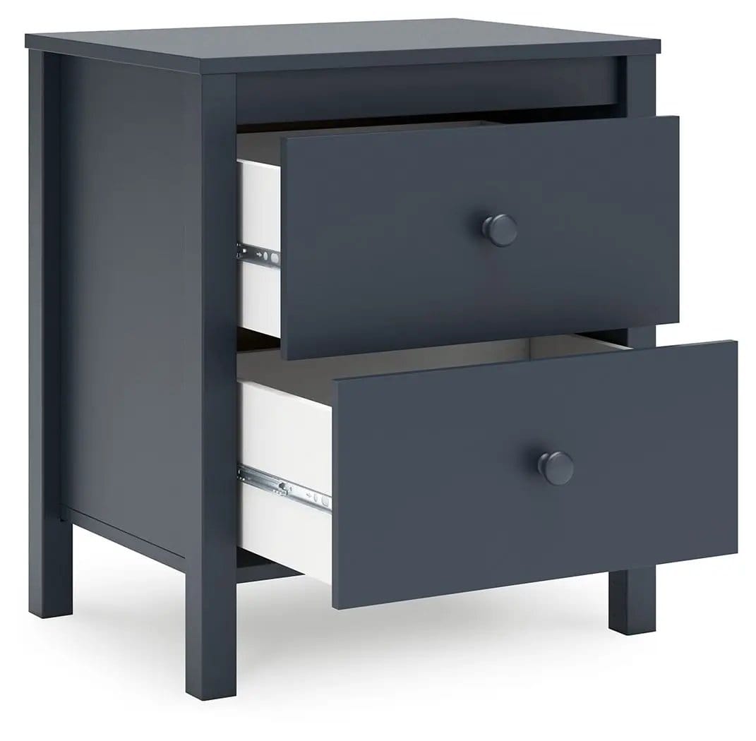 Simmenfort Two Drawer Night Stand Nightstand | 21.34 x 15.94 x 24.37 in | Engineered Wood & Mdf | Navy Blue