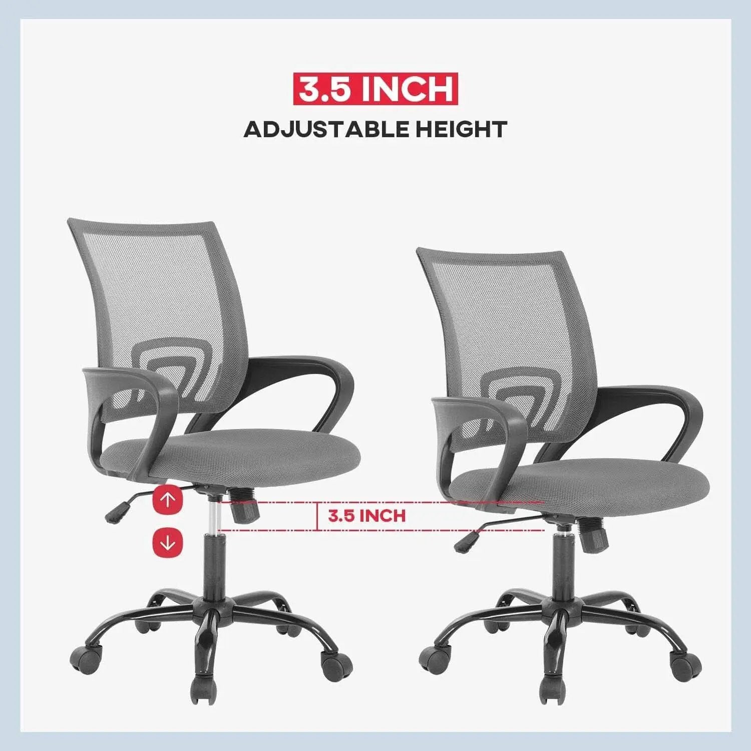 Ergonomic Mesh Office Chair With Lumbar Support Grey from PriceLows™