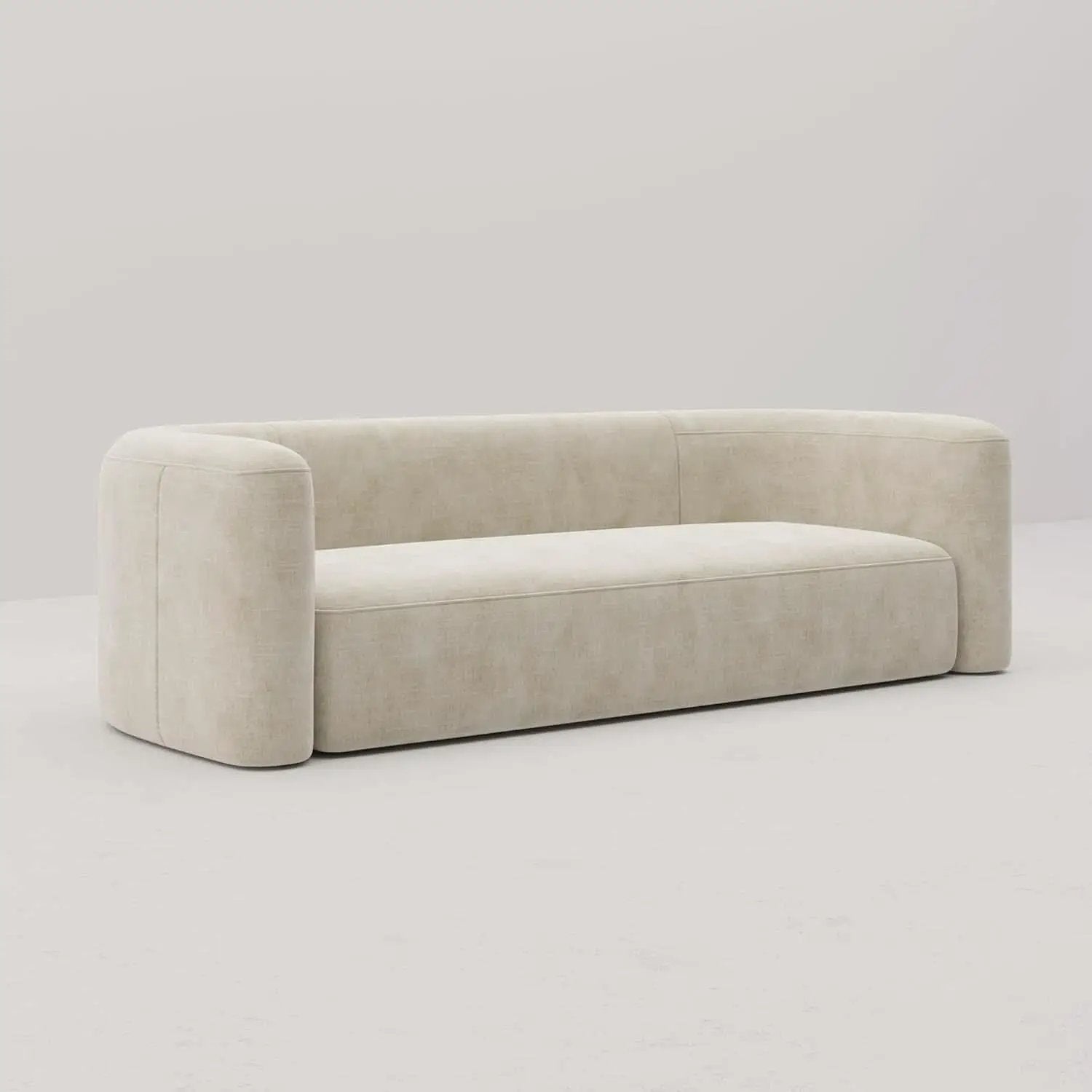 Cream Velvet 3 Seater Modern Sofa With Curved Backrest from PriceLows™