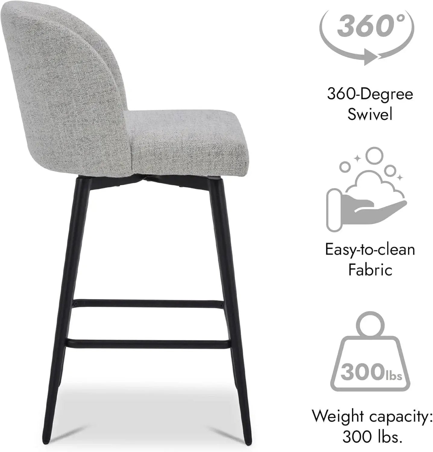 Counter Height Bar Stools Set of 3 26 Inch Seats 360 Swivel from PriceLows™