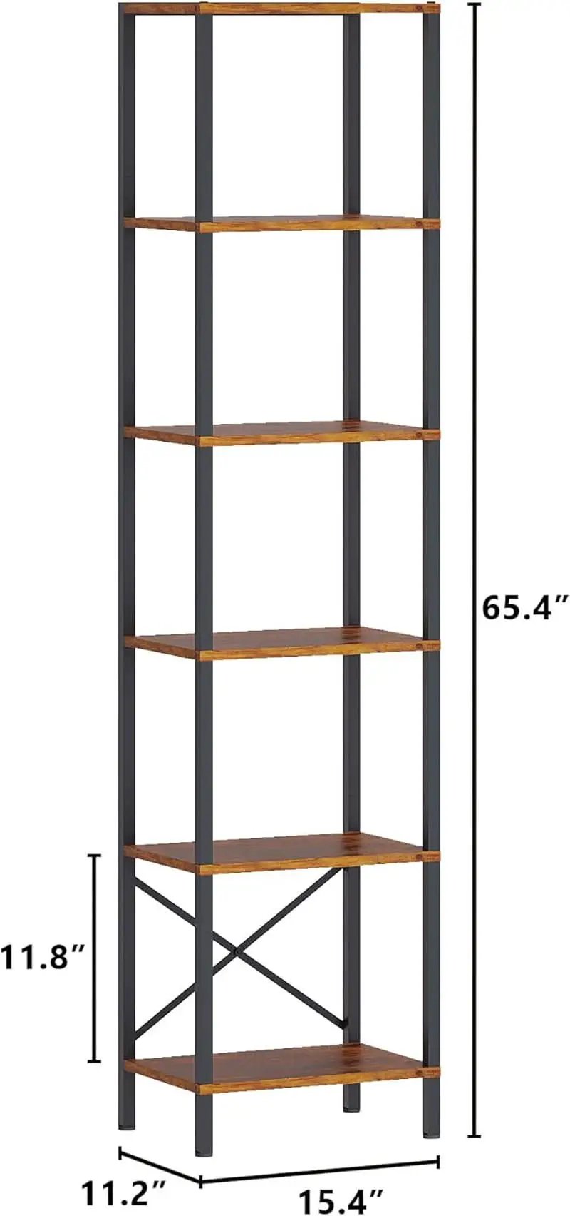 6 Tier Bookshelf With LED Lights In Rustic Brown Living Room from PriceLows™