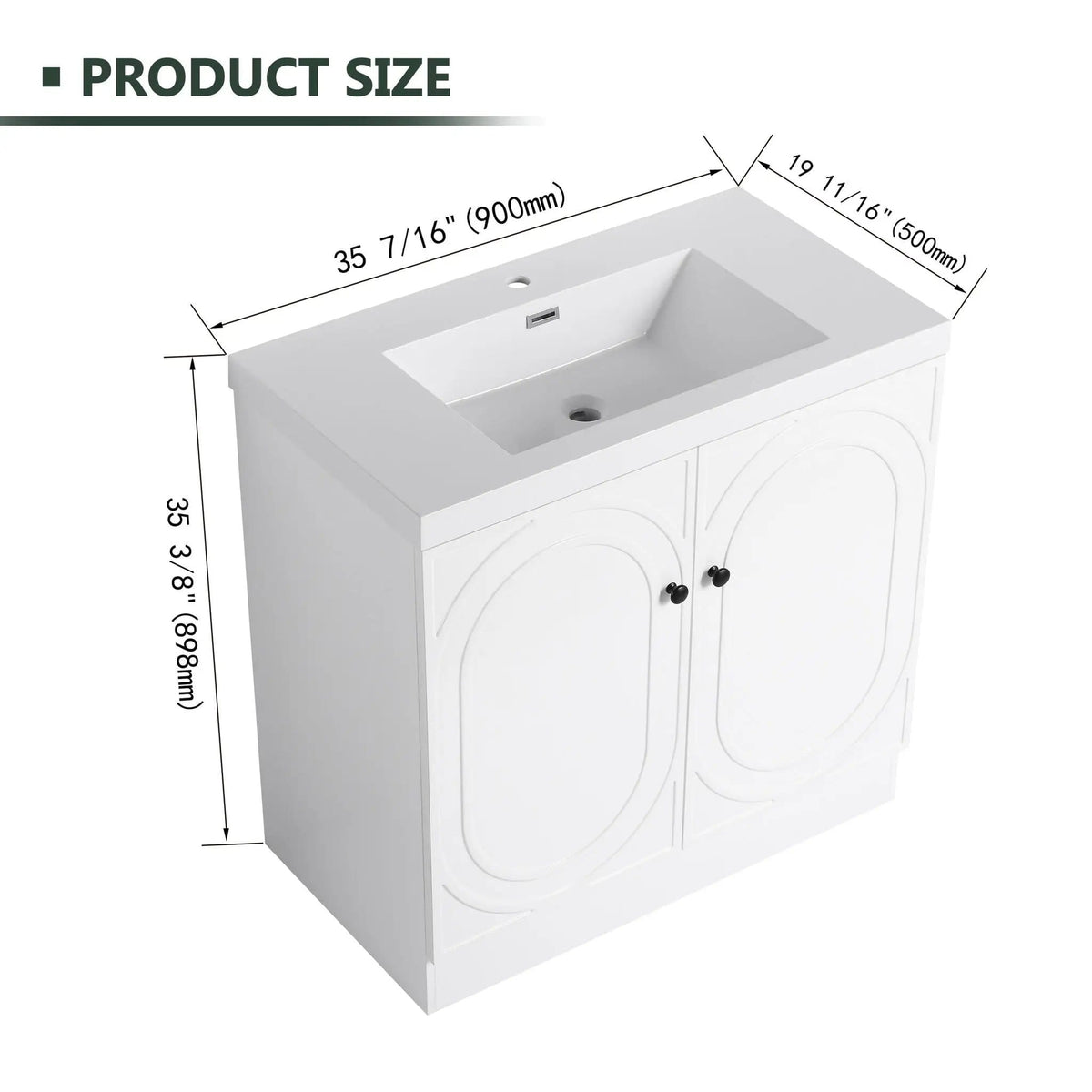 Contemporary Freestanding Bathroom Vanity With Resin Sink & Soft-Close Cabinet Doors | 7 Pieces | Stainless Steel & Plywood | Bathroom