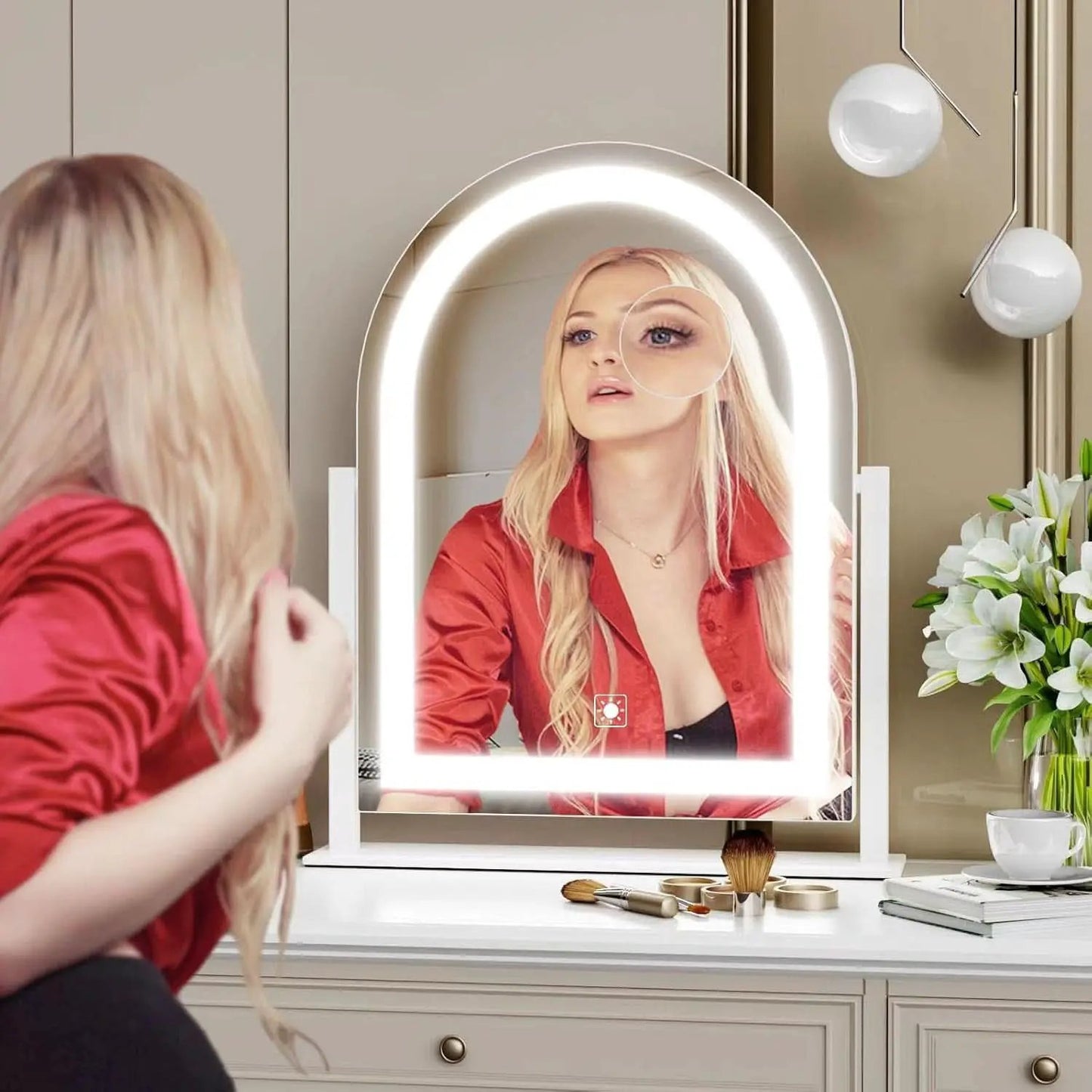 Lighted Makeup Mirror With LED Three Color Lighting Modes from PriceLows™