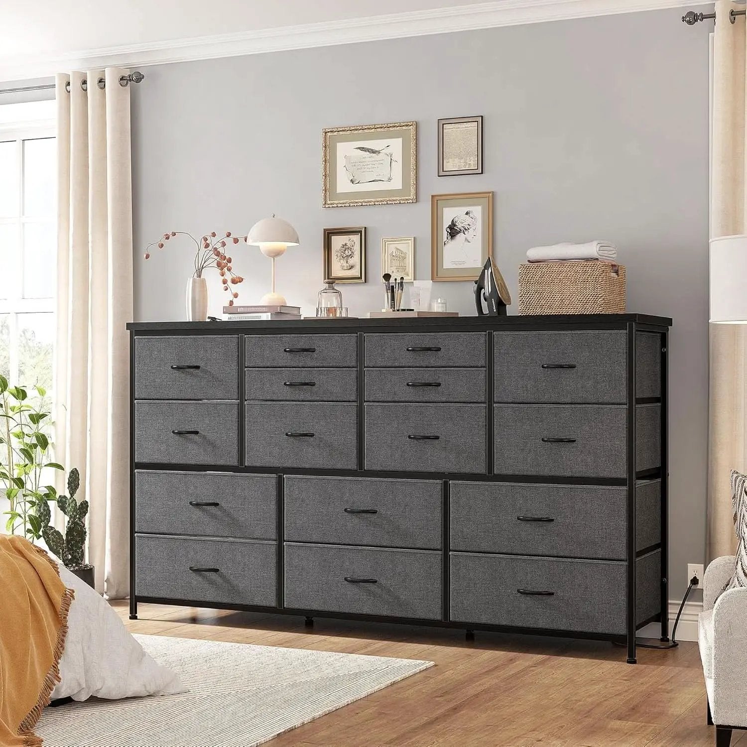 60 Inch TV Stand Dresser With Charging Station 16 Drawers from PriceLows™