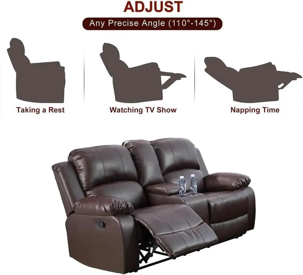 Bonded Leather Living Room Sofa Set With Reclining Sofa And Loveseat Brown from PriceLows™