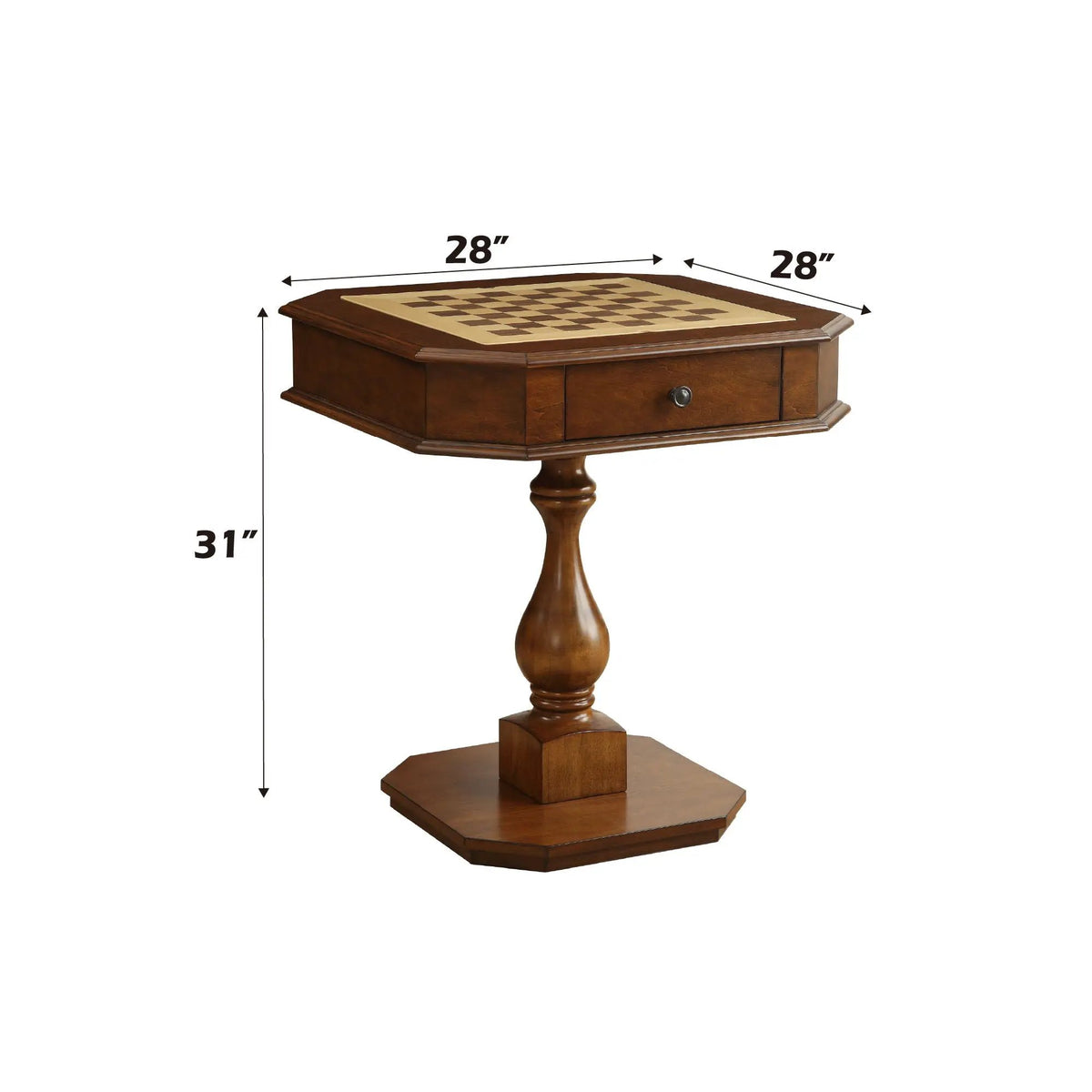 Bishop Chess Checker Game Table | Reversible 3-In-1 Game Tray | Two Drawers | Rich Finish