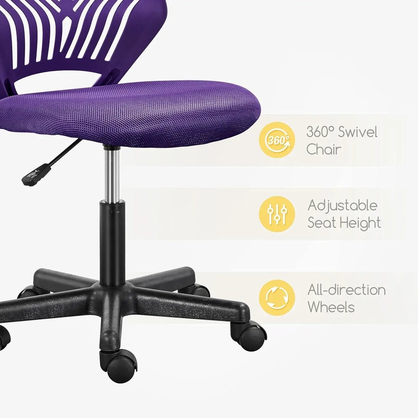 Purple Adjustable Desk Chair With Lumbar Support Swivel from PriceLows™