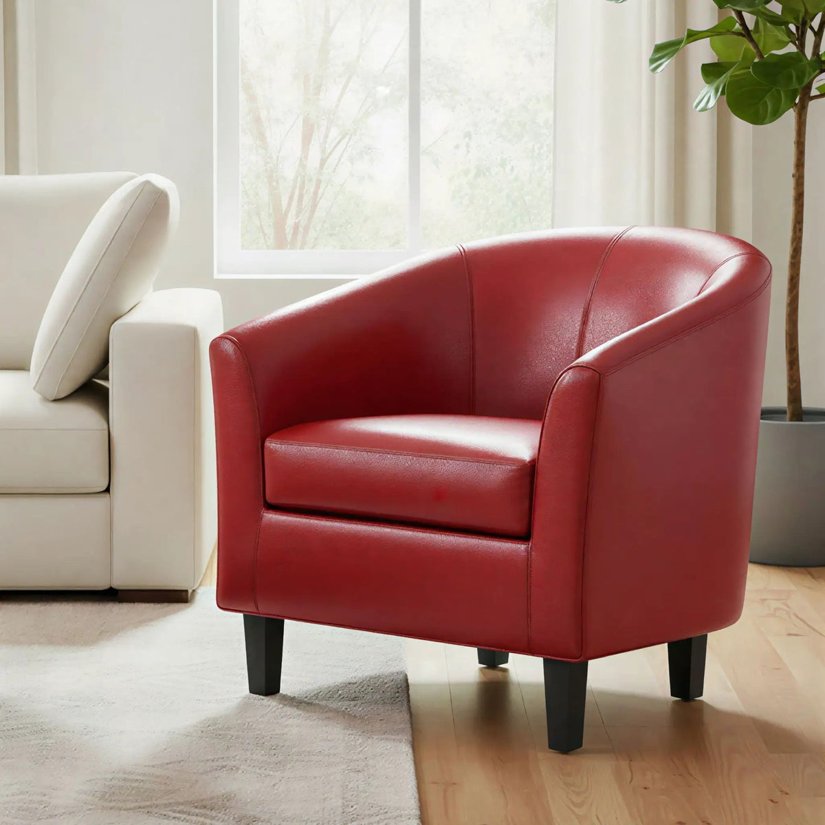 Austin Transitional Tub Chair | Curved Back | Top Stitching Detail | Kiln-Dried Wood Frame
