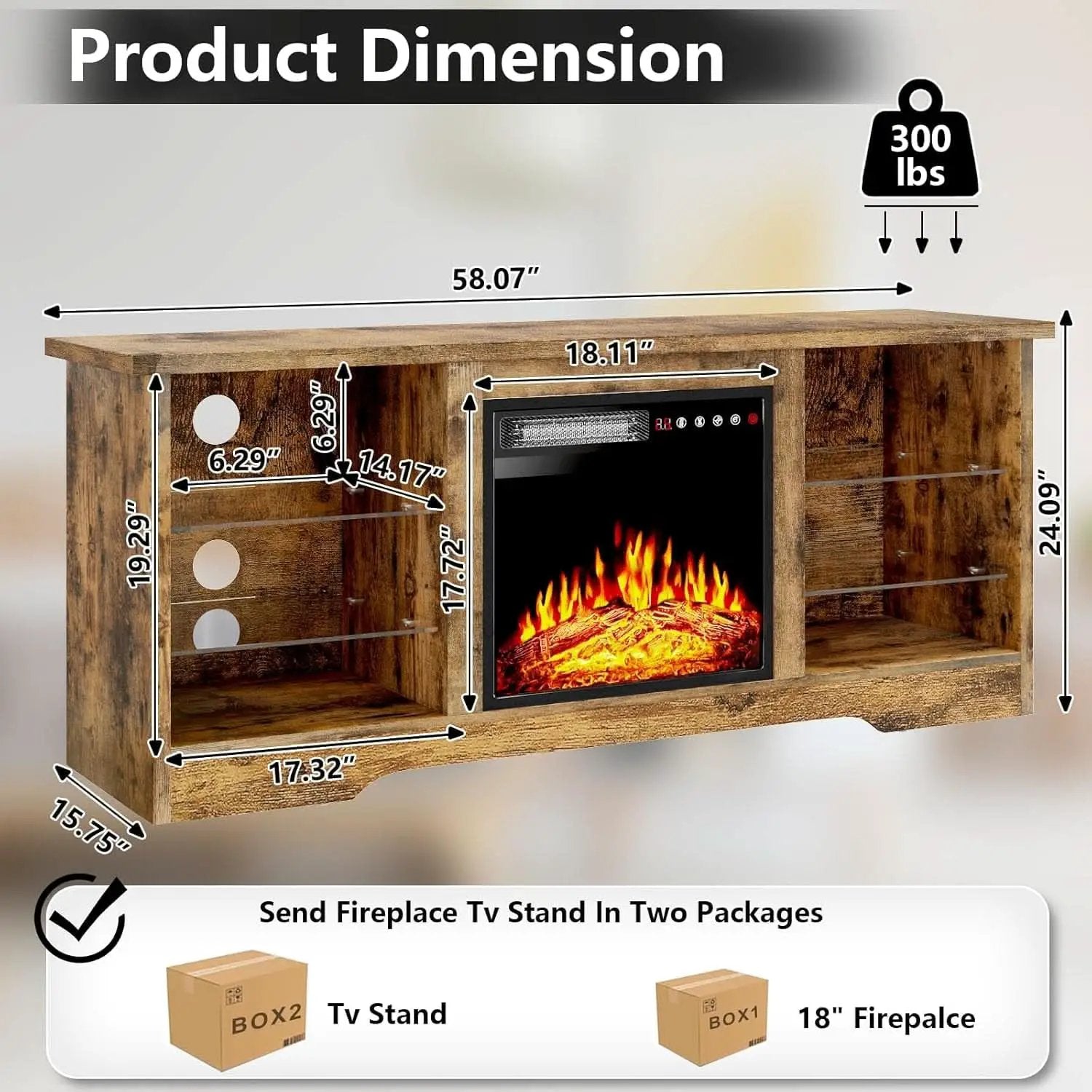 Fireplace TV Stand 18 Electric Fireplace for 65 Inch TVs from PriceLows™