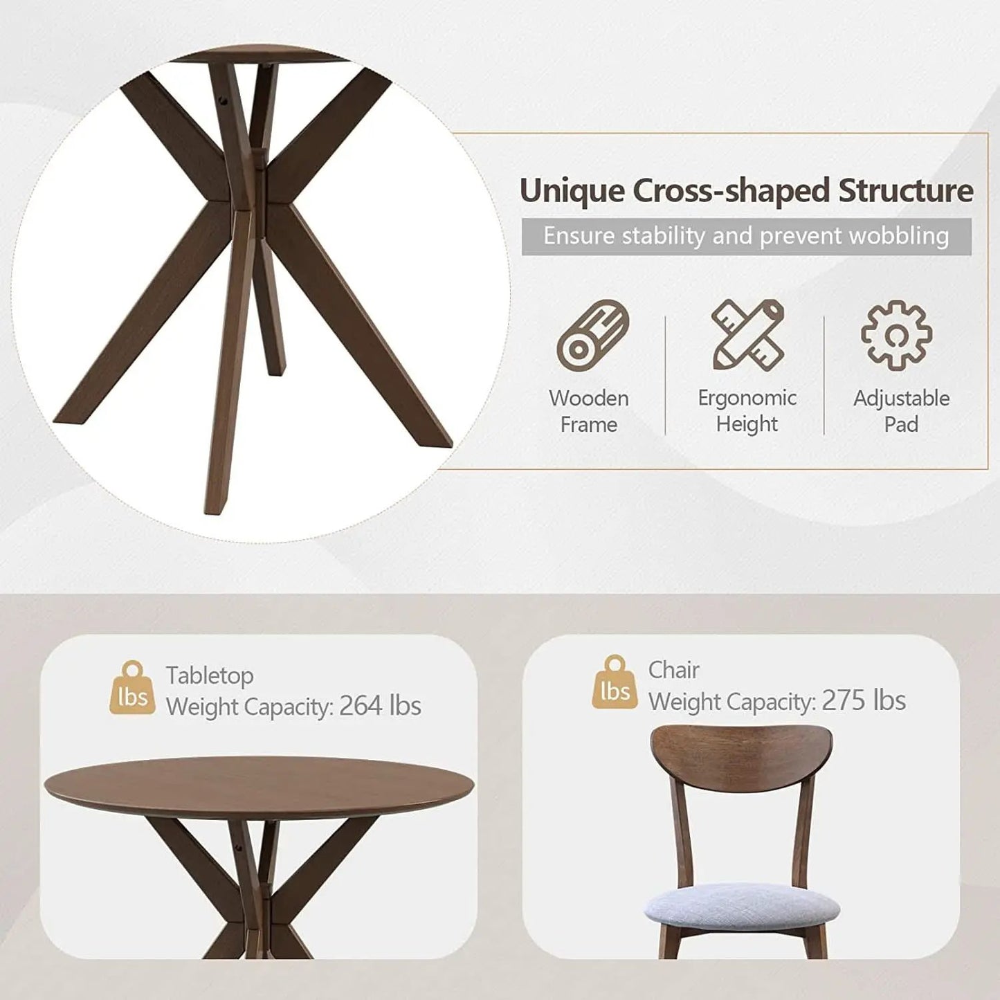 Round Dining Table Set 36 Inch With Cushioned Chairs from PriceLows™