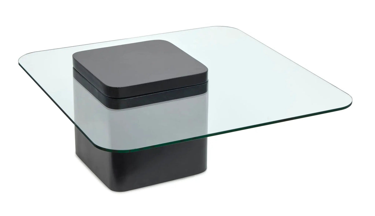 Donora Square End Table | Glass Top | Modern Square Base | Minimalist Design