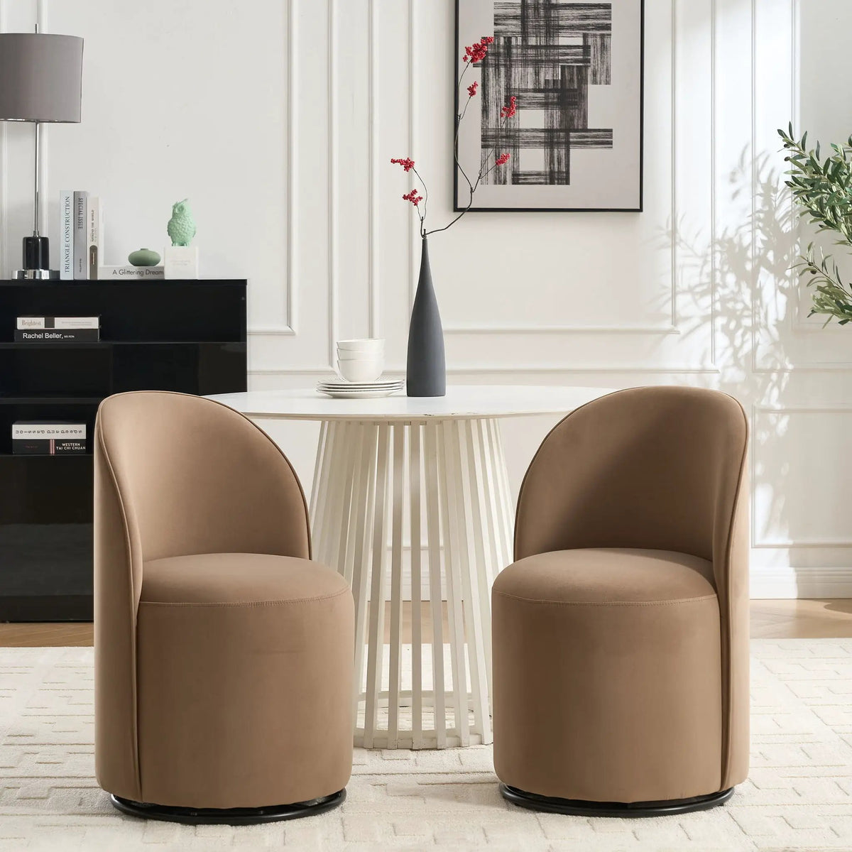 360 Degree Swivel Barrel Chair | Armless Dining Chair | Compact Design | Cozy Upholstery