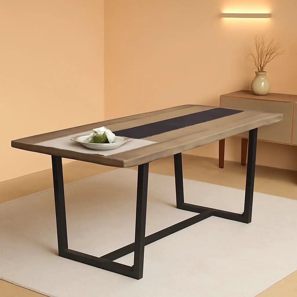 71 Inch Grey Dining Table Industrial Farmhouse Style from PriceLows™