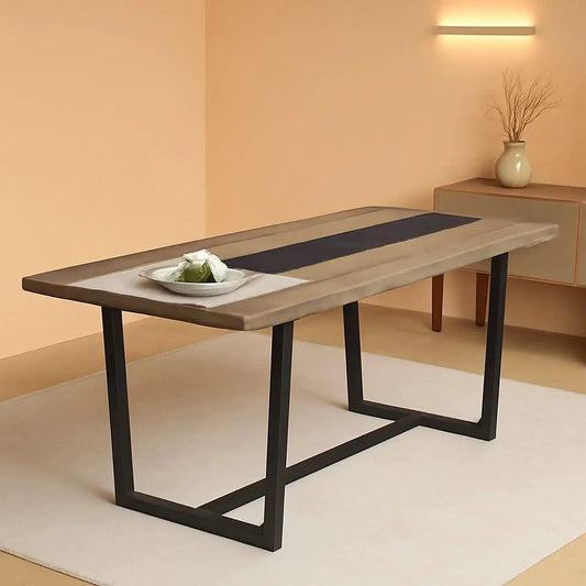 71 Inch Grey Dining Table Industrial Farmhouse Style from PriceLows™