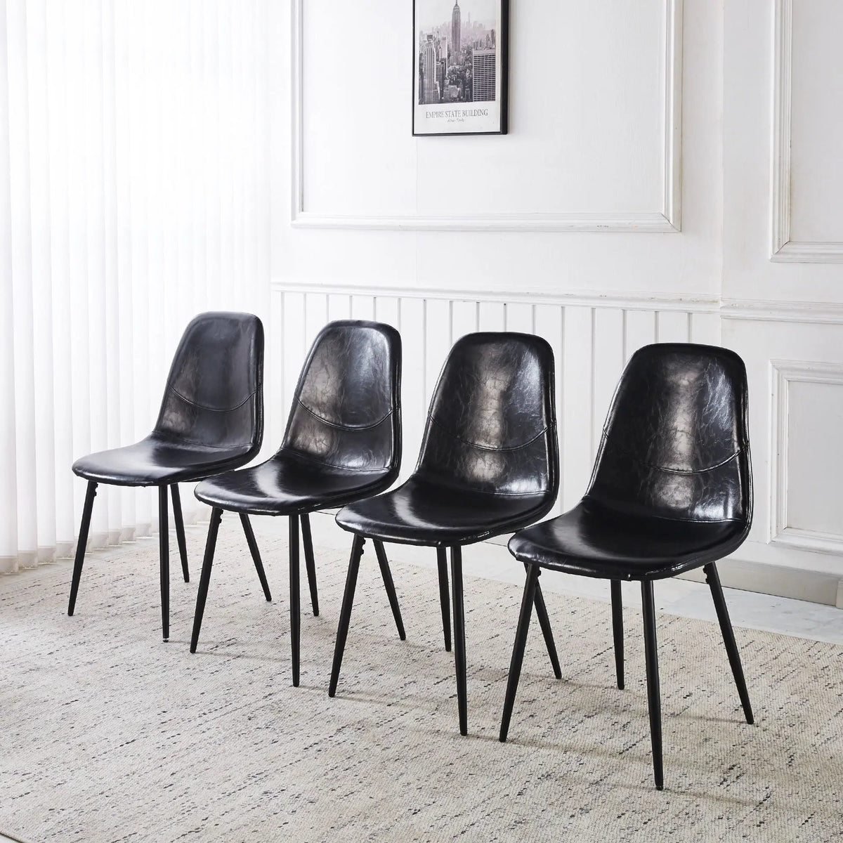 Dining Chairs | Metal Frame | Leather Accents | Set Of Four