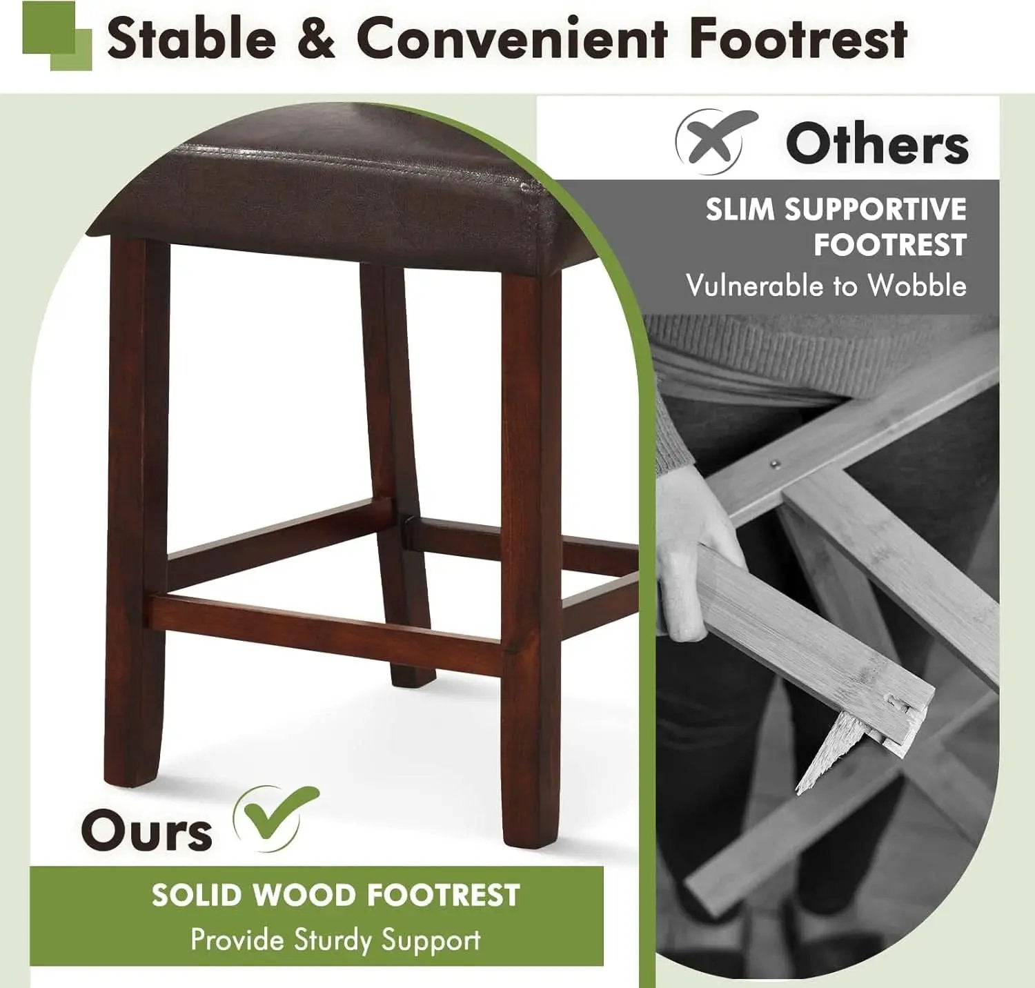 Bar Stool Set of 4 24.5 Inch Counter Height PVC Leather from PriceLows™