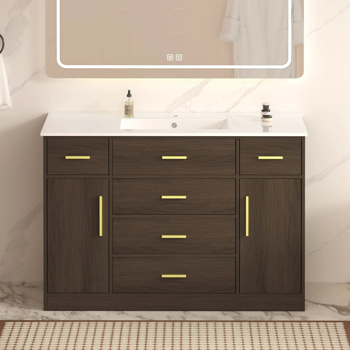 Bathroom Vanity With Abundant Storage | 2 Soft Close Doors | 6 Drawers | MDF Cabinet