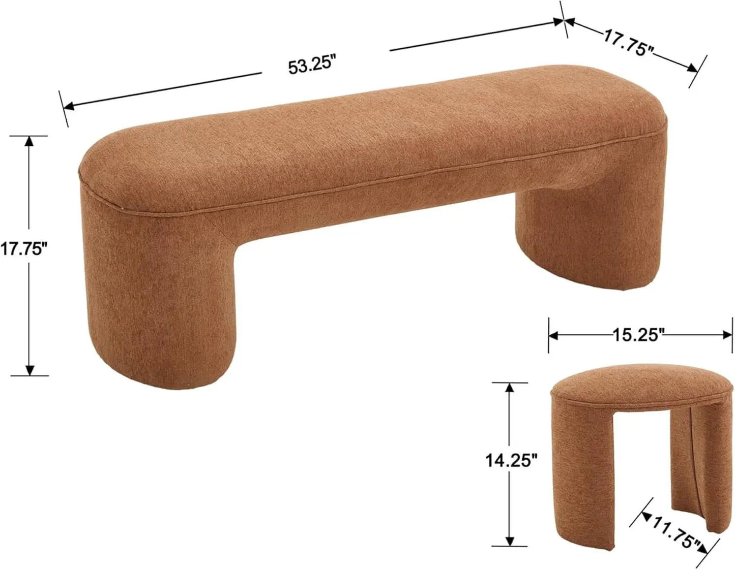 Brown Upholstered 53Inches Storage Ottoman Bench Stools from PriceLows™