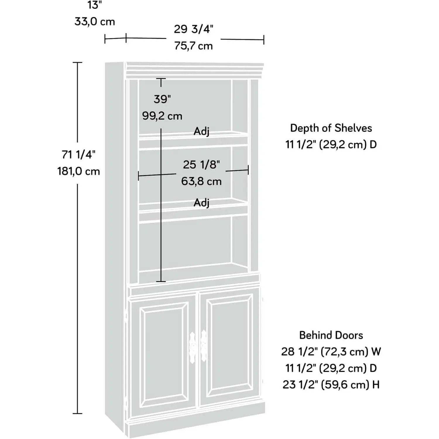 Heritage Hill Library With Doors Bookcase, Classic Cherry Finish, 71 Inch Tall from PriceLows™