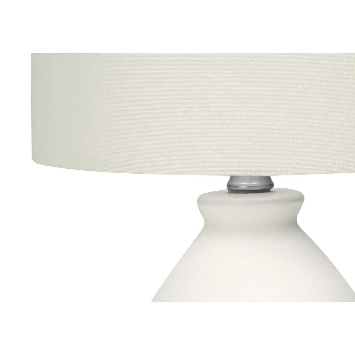 Cream Ceramic Table Lamp | Beehive Base | 16.5 Inch Height | Ivory Fabric Drum Shade