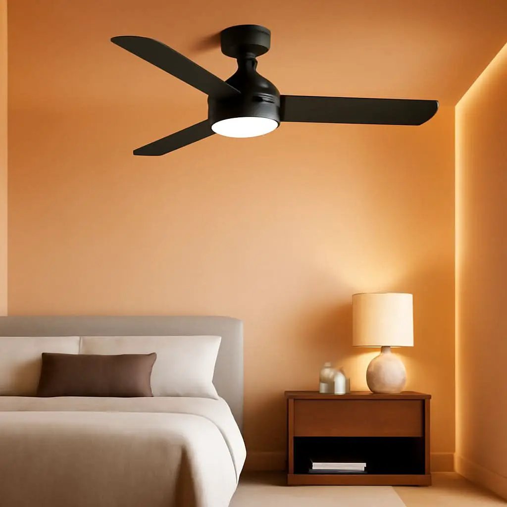 42 Inch Black Low Profile Ceiling Fan With Light And Remote from PriceLows™