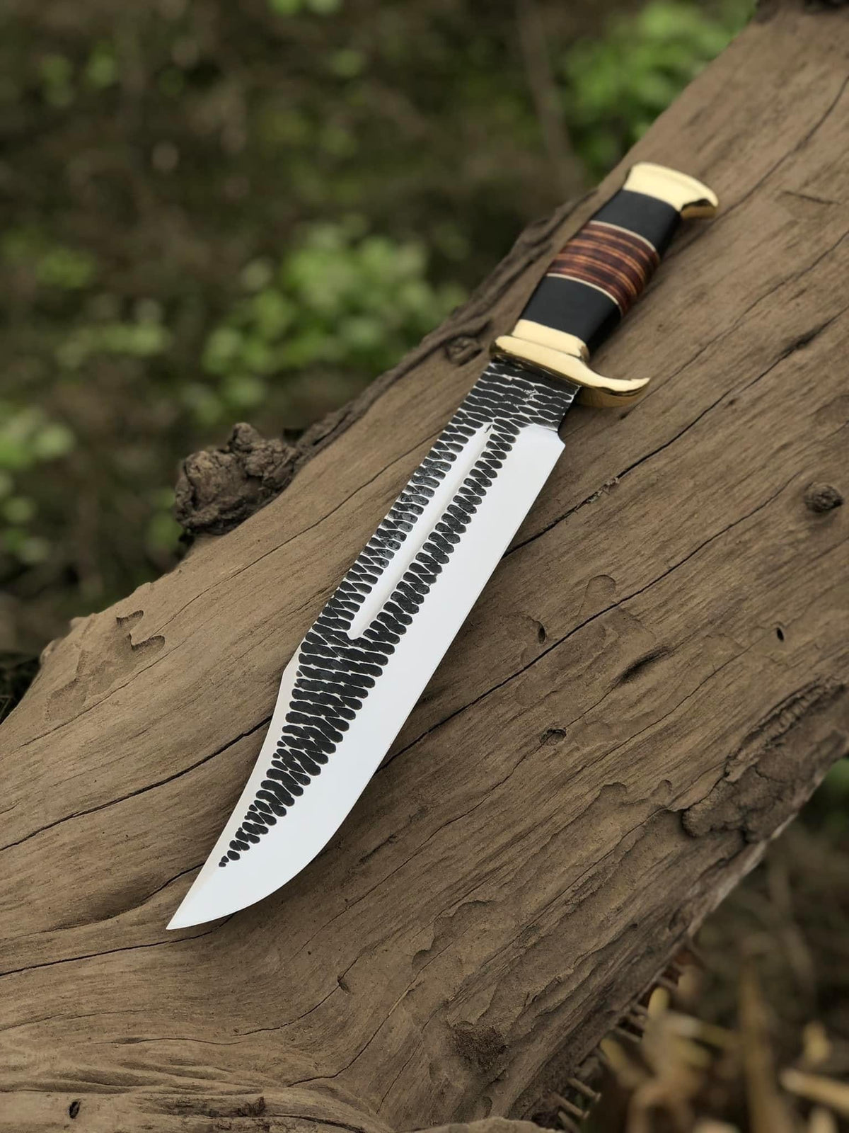 Custom Handmade J2 Steel Hand Forged Bowie Knife with Brass Guard and Leather Handle | Steel | Hunting & Survival Knife | Home