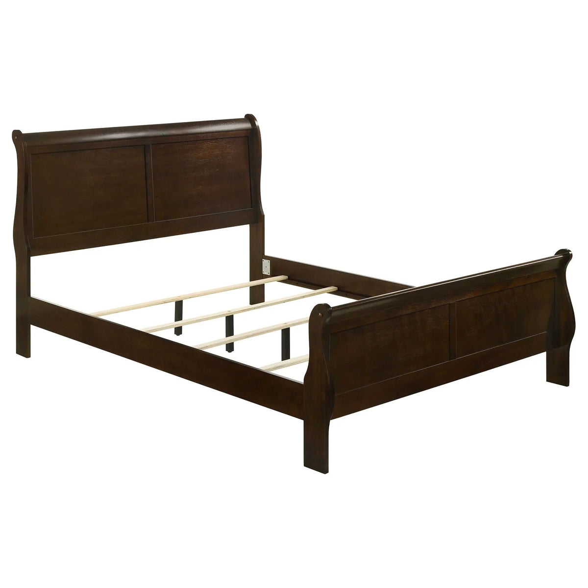 Louis Philippe Wood Queen Sleigh Bed | 62.25 x 89.25 x 47.25 in | Wood | Cappuccino