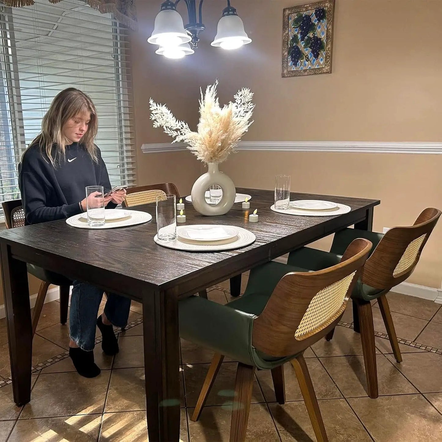 Ergonomic Walnut Swivel Dining Chairs With Armrests from PriceLows™