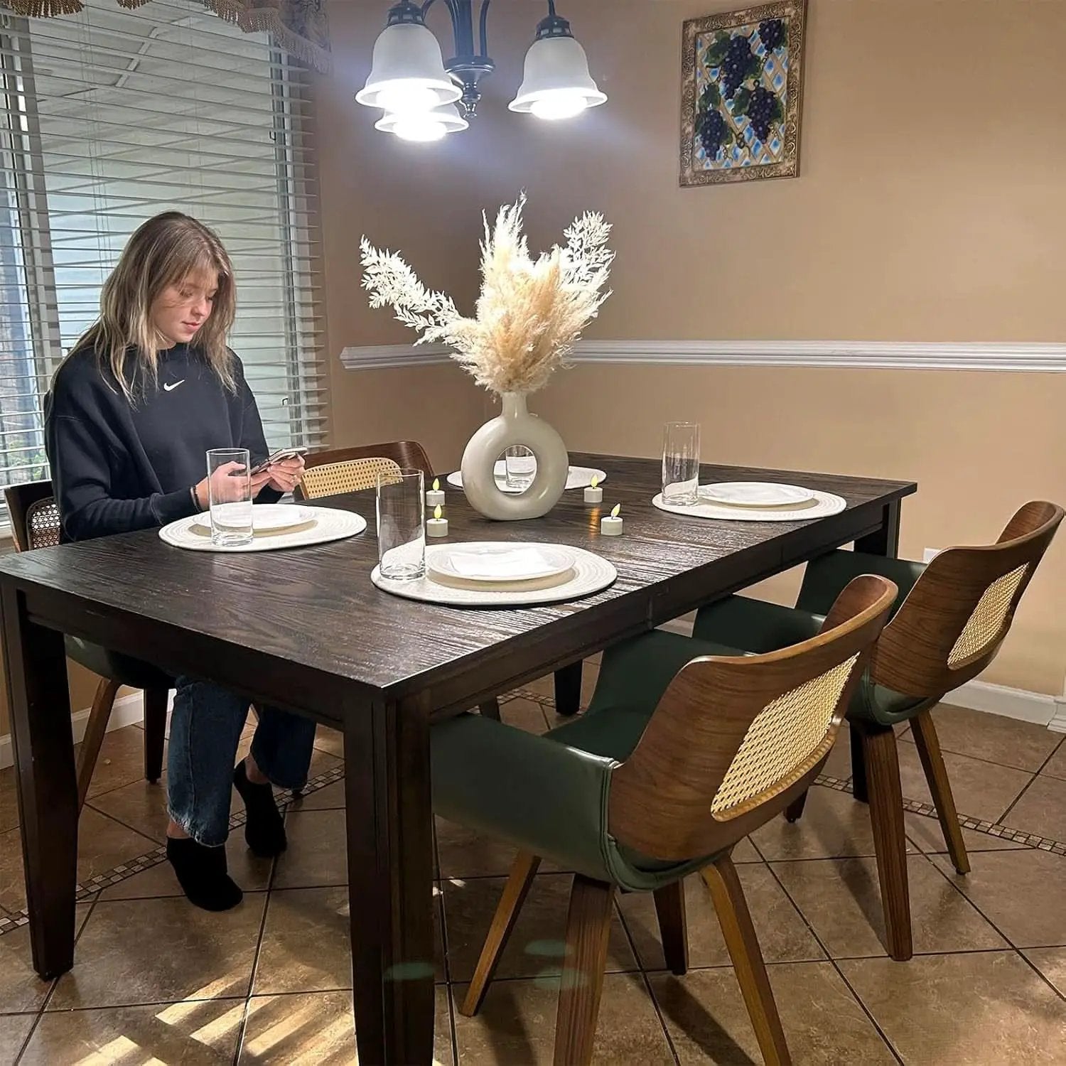 Ergonomic Walnut Swivel Dining Chairs With Armrests from PriceLows™