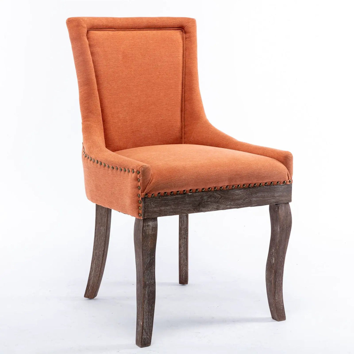 Ultra Nail Head Dining Chairs | Set Of 2 | Neutral Solid Wood Legs | Soft Fabric