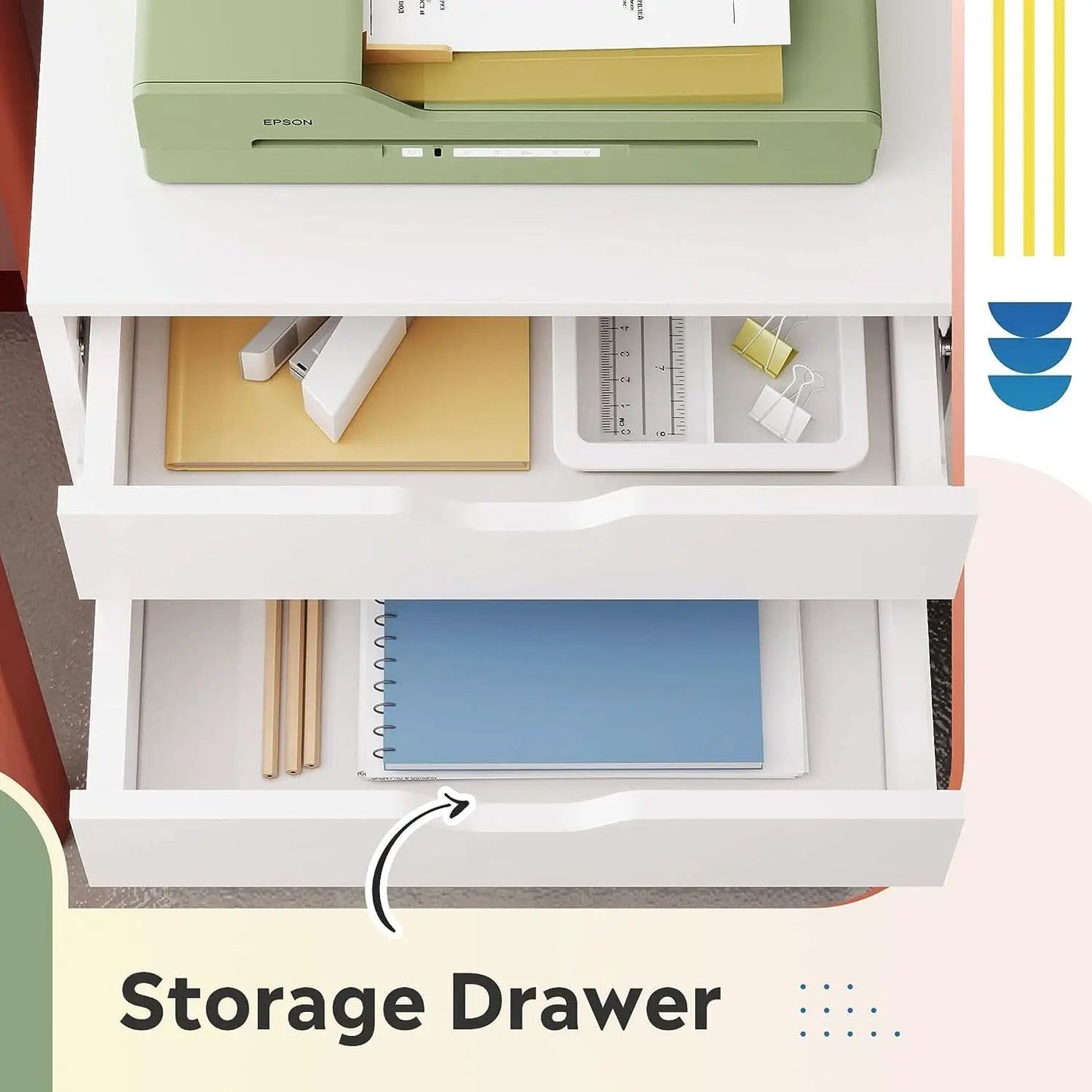 White 7 Drawer Storage Chest With Wheels For Home Office from PriceLows™