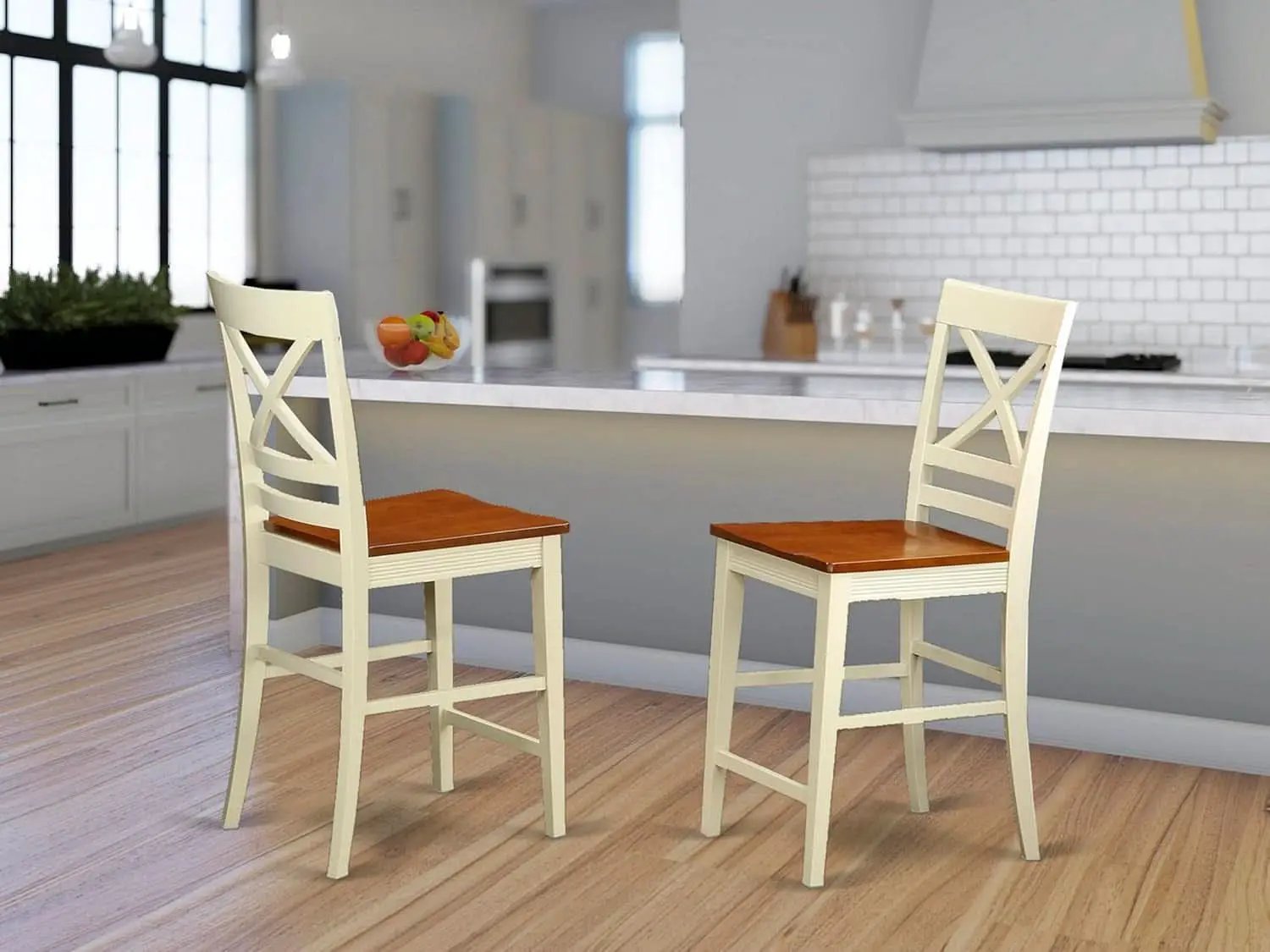 Quincy Counter Height Bar Stool Set Of 2 Buttermilk And Cherry from PriceLows™