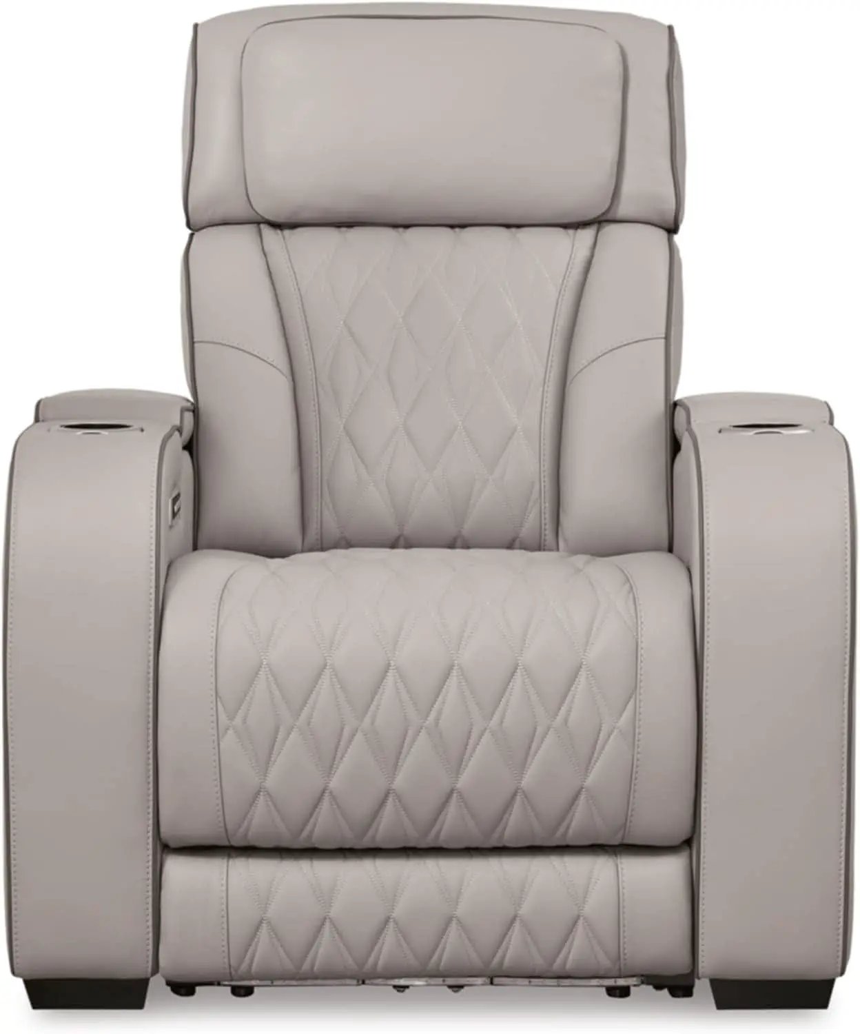Light Gray Leather Power Recliner With Adjustable Headrest from PriceLows™
