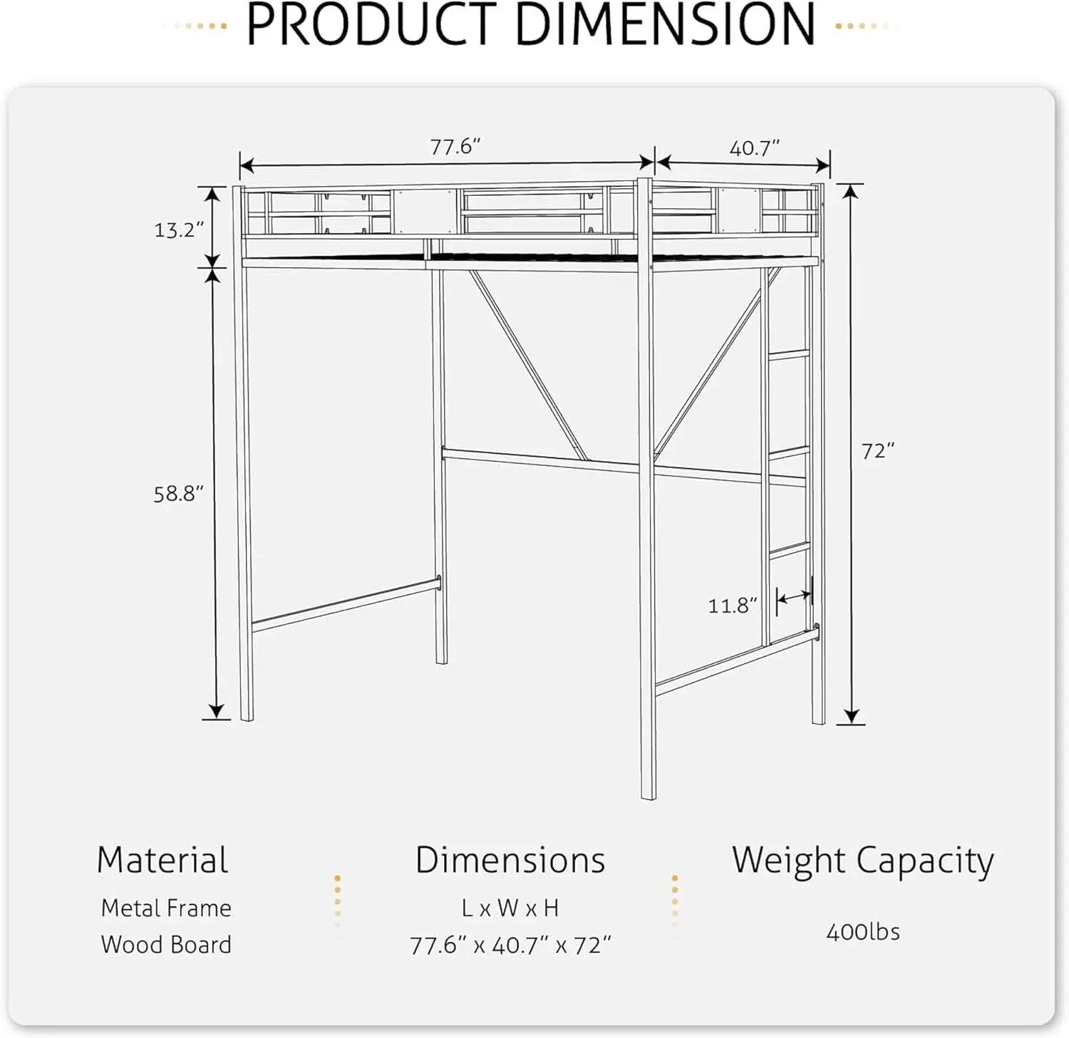 Twin Loft Bed With Ladder And Guard Rail In Rustic Style from PriceLows™