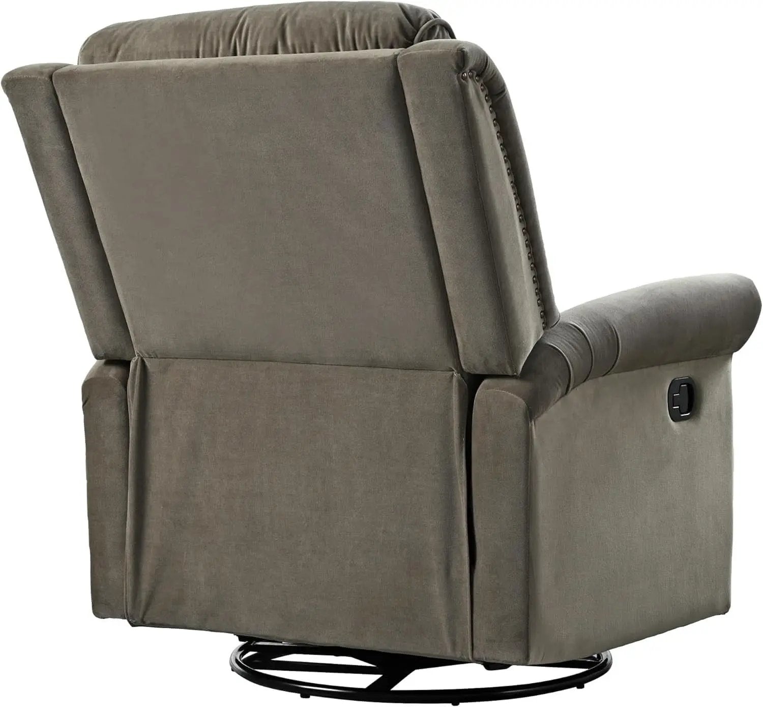 Light Brown Velvet Swivel Rocker Recliner Nailhead Trim from PriceLows™