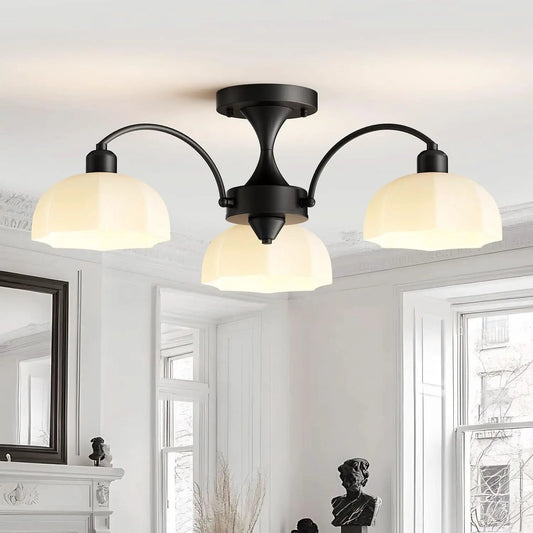 Milk Glass Sputnik Chandelier Adjustable Height Dimmable from PriceLows™